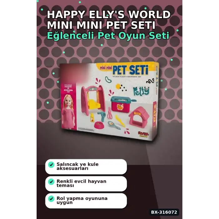 Ellys World Oyuncak Bebek ve Pet Seti - Kaydırak ile Salıncak Oyun Seti BX-316072