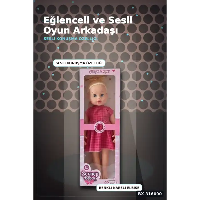 Konuşan Zeynep Oyuncak Bebek 58 cm Sert Bacaklı Sesli Çocuk Oyun Arkadaşı BX-316090