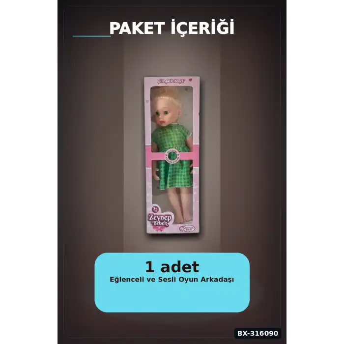 Konuşan Zeynep Oyuncak Bebek 58 cm Sert Bacaklı Sesli Çocuk Oyun Arkadaşı BX-316090