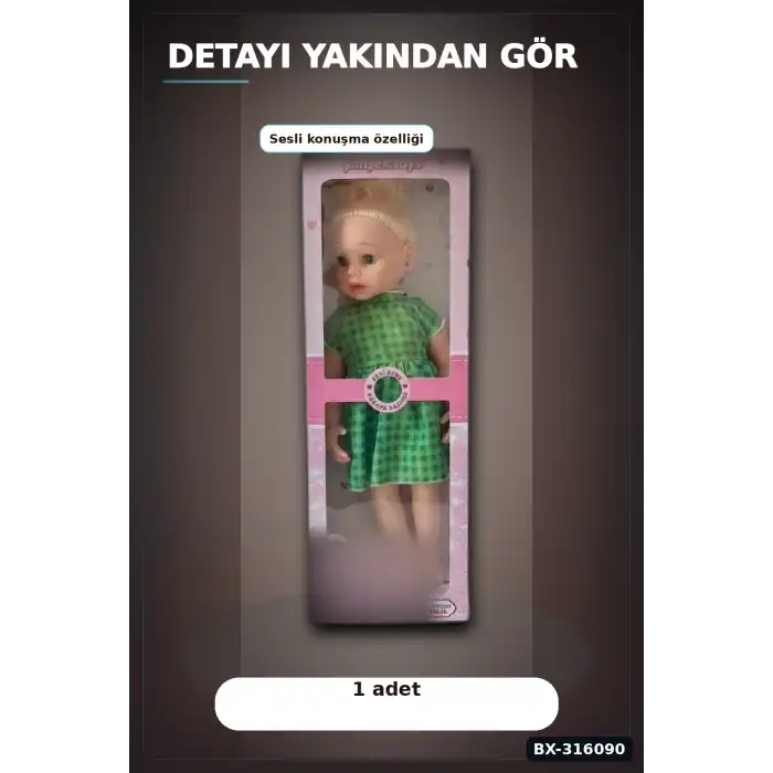 Konuşan Zeynep Oyuncak Bebek 58 cm Sert Bacaklı Sesli Çocuk Oyun Arkadaşı BX-316090