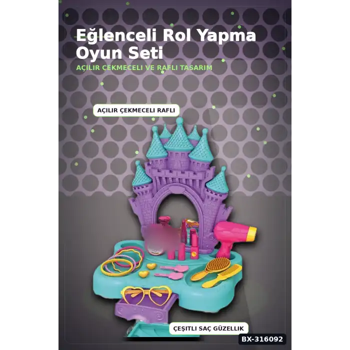 Candy Ken Oyuncak Şato Güzellik Masası 66 cm - Kız Çocuk Makyaj Oyun Seti BX-316092