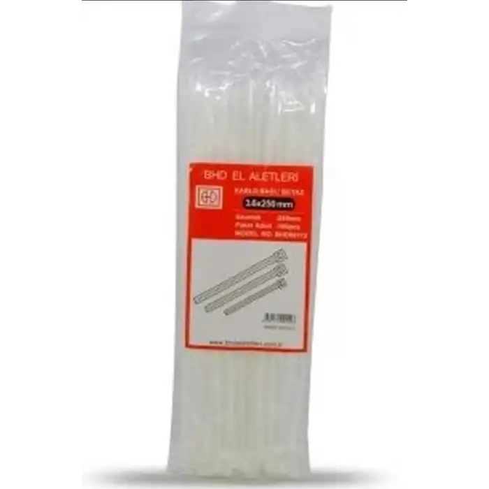 Kablo Bağı Plastik Cırt Kelepçe Beyaz 3.6x250 mm Düzenleyici Paket 100 Adet BX-316131