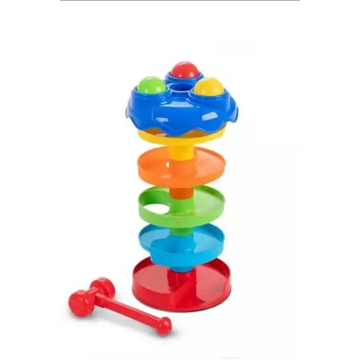 Dönerli Top Kaydırağı Oyunu 3 Toplu Potalı Kule, 24+ Ay Bebek Gelişim Oyuncağı BX-316132