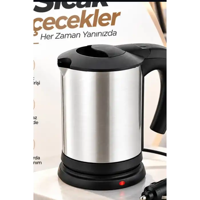 Araç İçi Su Isıtıcı Kettle - 12V Çakmaklık Girişli Paslanmaz Çelik Termos BX-316148