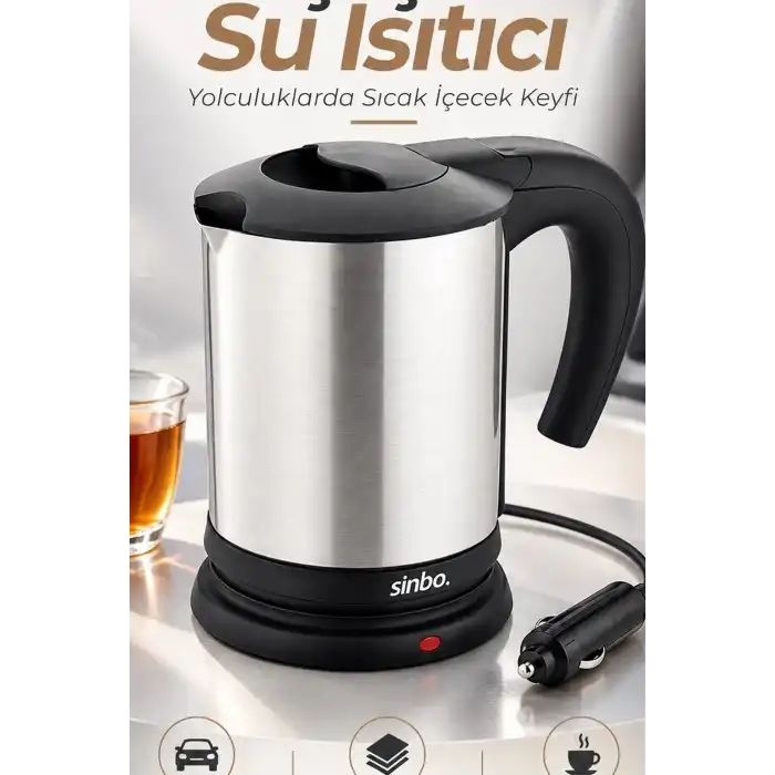 Araç İçi Su Isıtıcı Kettle 12V Çakmaklık Uyumlu Paslanmaz Çelik Termos Kupa BX-316151