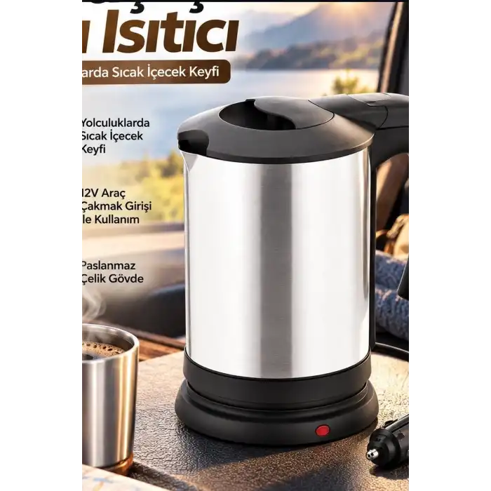 Araç İçi Su Isıtıcı Kettle 12V Çakmaklık Girişli Paslanmaz Çelik Termos BX-316154