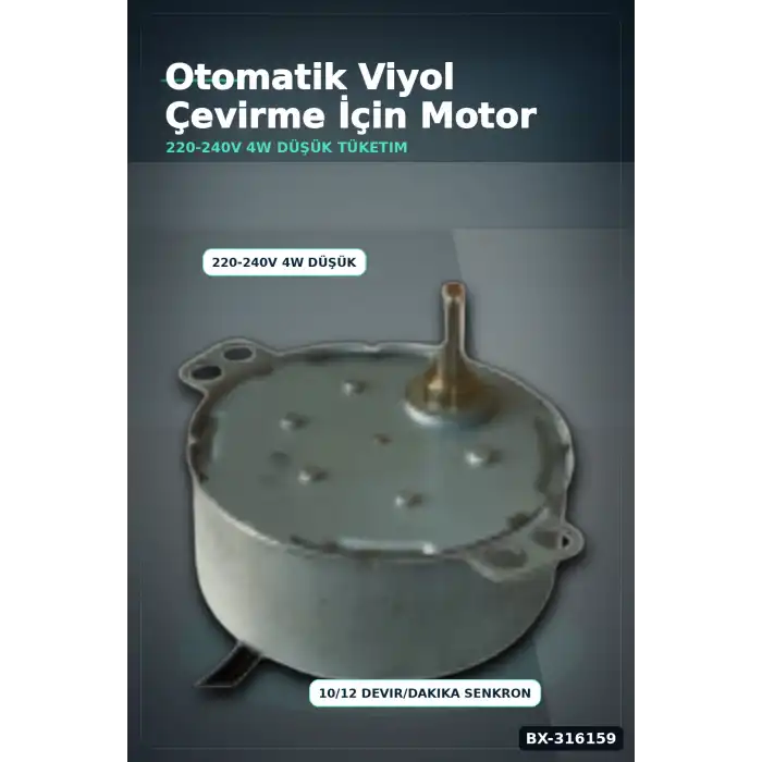 Kuluçka Makinesi Viyol Çevirme Motoru 50 TYZ 10/12 RPM Otomatik - 2 Adet BX-316159