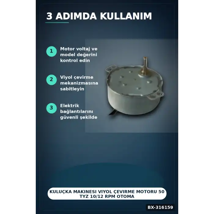 Kuluçka Makinesi Viyol Çevirme Motoru 50 TYZ 10/12 RPM Otomatik - 2 Adet BX-316159