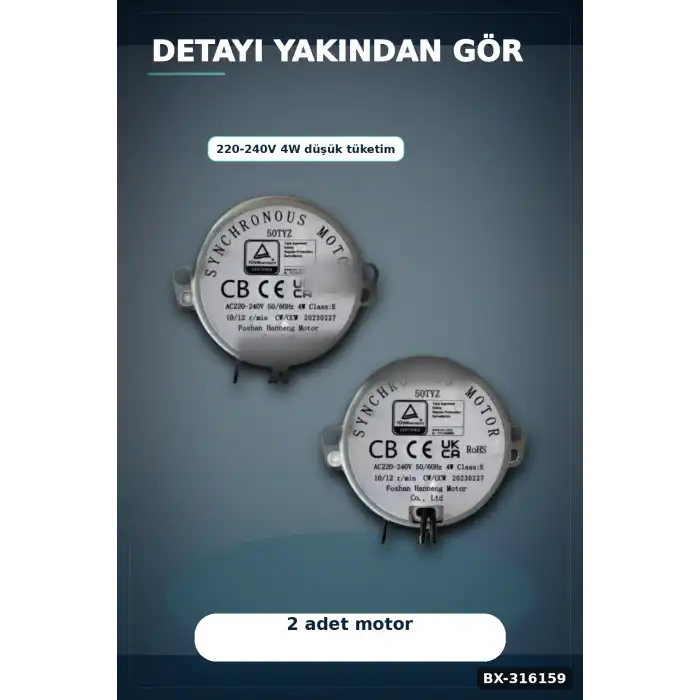 Kuluçka Makinesi Viyol Çevirme Motoru 50 TYZ 10/12 RPM Otomatik - 2 Adet BX-316159