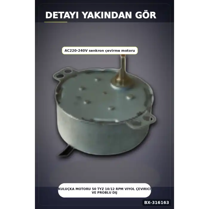 Kuluçka Motoru 50 TYZ 10/12 RPM Viyol Çevirici ve Problu Dijital Nem Sıcaklık Ölçer Seti BX-316163