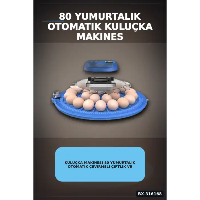 Kuluçka Makinesi 80 Yumurtalık Otomatik Çevirmeli Çiftlik ve Ev Tipi 220V BX-316168