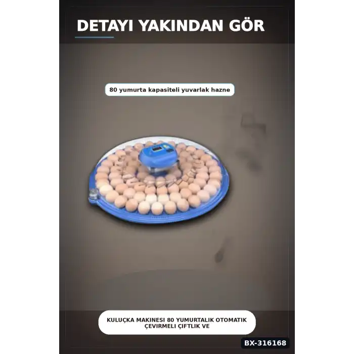Kuluçka Makinesi 80 Yumurtalık Otomatik Çevirmeli Çiftlik ve Ev Tipi 220V BX-316168