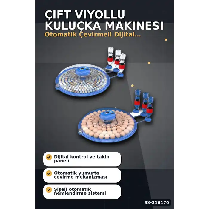 Kuluçka Makinesi Çift Viyollü 80-240 Yumurta Kapasiteli Tavuk Kaz Bıldırcın BX-316170