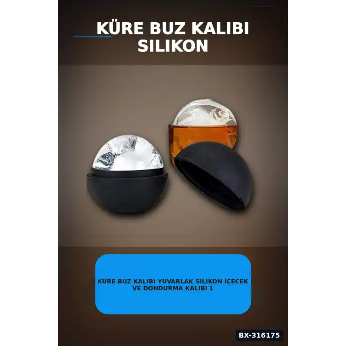 Küre Buz Kalıbı Yuvarlak Silikon İçecek ve Dondurma Kalıbı 1 Adet 4.5 cm BX-316175