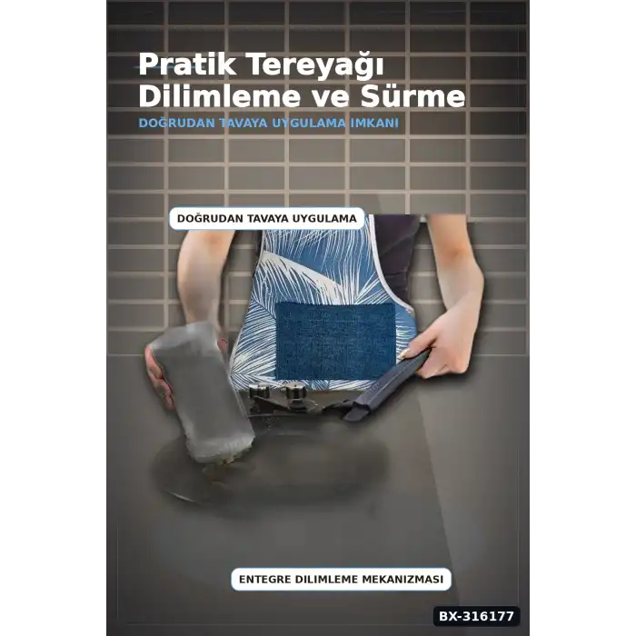 Tereyağı Kesme ve Sürme Aparatı 13x7.2 cm Kapaklı Saklama Kabı Tereyağlık BX-316177