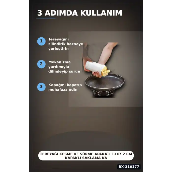 Tereyağı Kesme ve Sürme Aparatı 13x7.2 cm Kapaklı Saklama Kabı Tereyağlık BX-316177