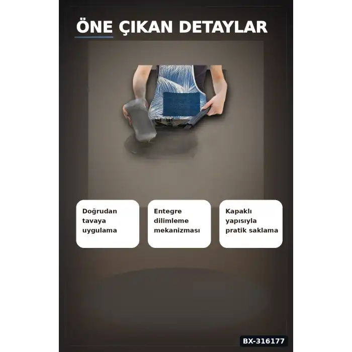 Tereyağı Kesme ve Sürme Aparatı 13x7.2 cm Kapaklı Saklama Kabı Tereyağlık BX-316177