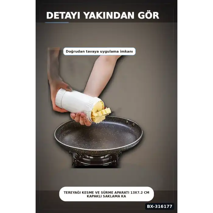 Tereyağı Kesme ve Sürme Aparatı 13x7.2 cm Kapaklı Saklama Kabı Tereyağlık BX-316177