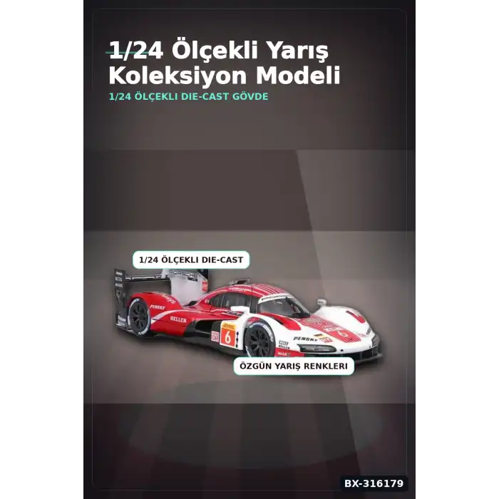 Porsche Penske Motorsport 1/24 Lisanslı Die-Cast Yarış Otomobili Figürü BX-316179