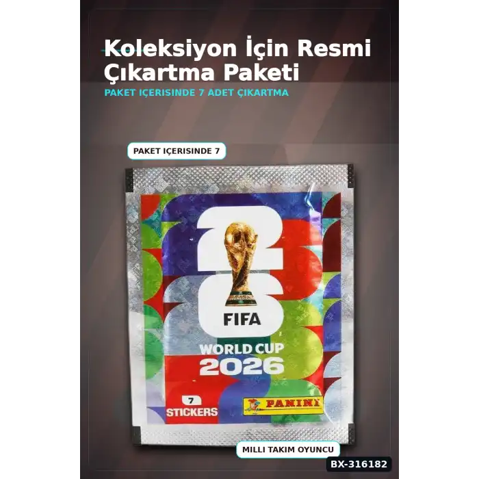 Fifa World Cup 2026 Çıkartma Paketi - Küçük Boy Futbol Koleksiyon Çıkartması BX-316182