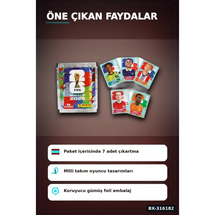 Fifa World Cup 2026 Çıkartma Paketi - Küçük Boy Futbol Koleksiyon Çıkartması BX-316182