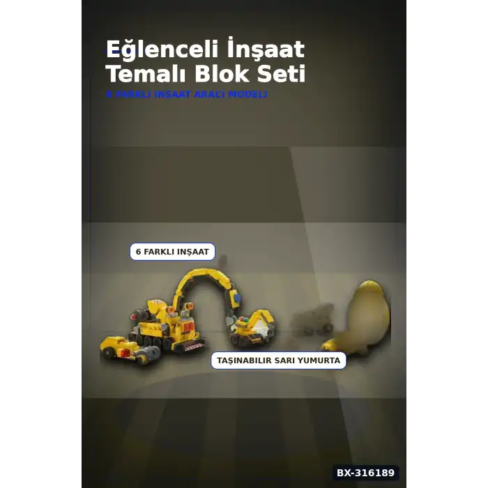 Yapı Bloğu Oyun Seti 45 Parça Sarı Yumurta Kutulu 6 in 1 Eğitici Çocuk Oyuncak BX-316189