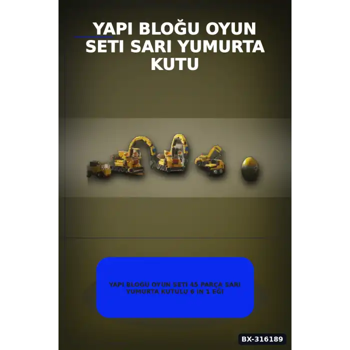 Yapı Bloğu Oyun Seti 45 Parça Sarı Yumurta Kutulu 6 in 1 Eğitici Çocuk Oyuncak BX-316189