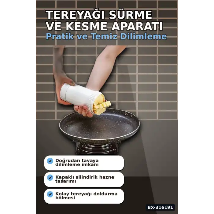 Tereyağı Sürme ve Kesme Aparatı - Pratik Saklama Kabı, Ergonomik Tereyağlık BX-316191