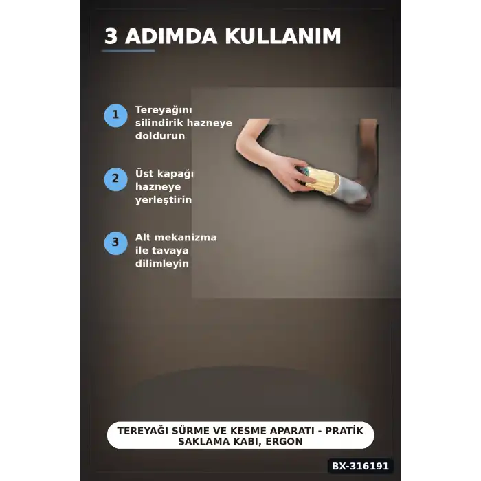 Tereyağı Sürme ve Kesme Aparatı - Pratik Saklama Kabı, Ergonomik Tereyağlık BX-316191