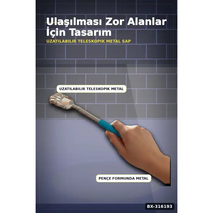 Teleskopik Metal Sırt Kaşıma Aleti Ergonomik Uzayan Kaşağı Aparat 22x4 cm BX-316193