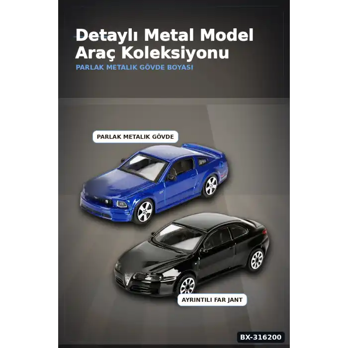 Model Araba 1:43 Diecast Metal Gövde Yaklaşık 10 cm - Tekli Paket, Çocuk Oyuncak BX-316200