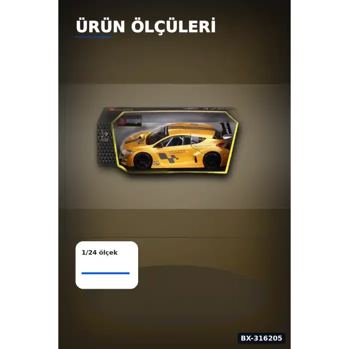 Renault Megane Trophy Model Araba 1:24 Ölçek Metal Gövde Standlı Koleksiyon BX-316205