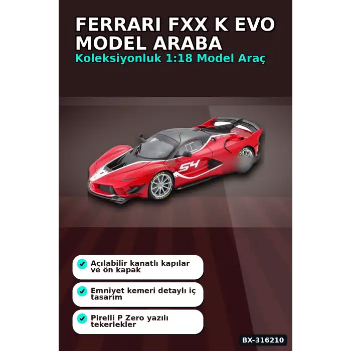 Model Araba 1:18 Ferrari FXX K EVO Signature Die-Cast Metal Koleksiyon BX-316210
