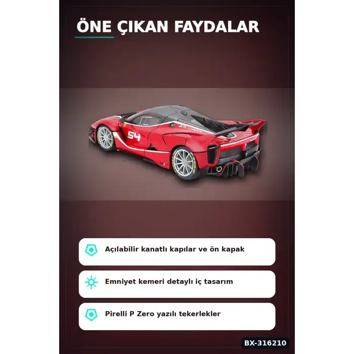 Model Araba 1:18 Ferrari FXX K EVO Signature Die-Cast Metal Koleksiyon BX-316210