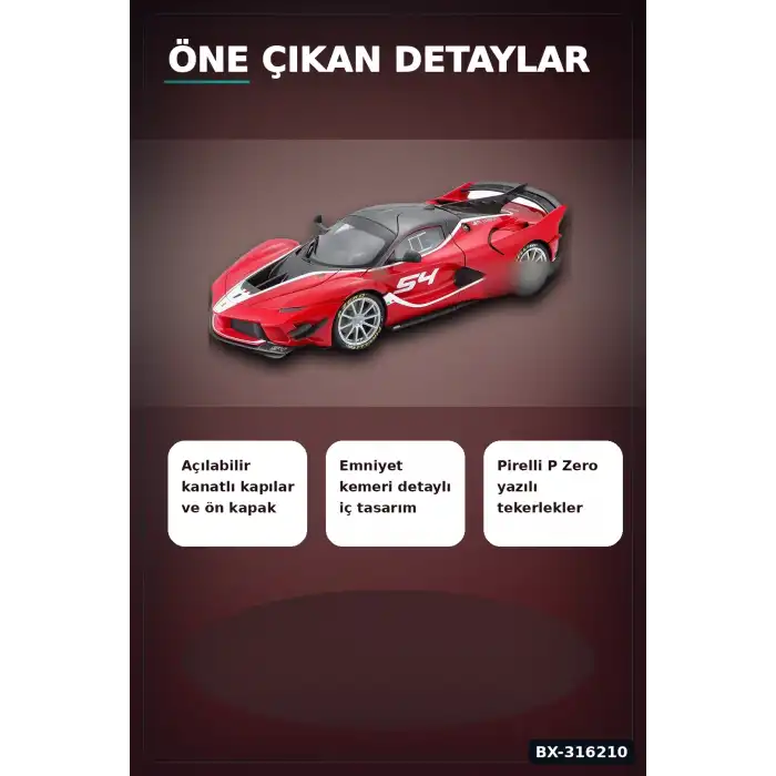 Model Araba 1:18 Ferrari FXX K EVO Signature Die-Cast Metal Koleksiyon BX-316210