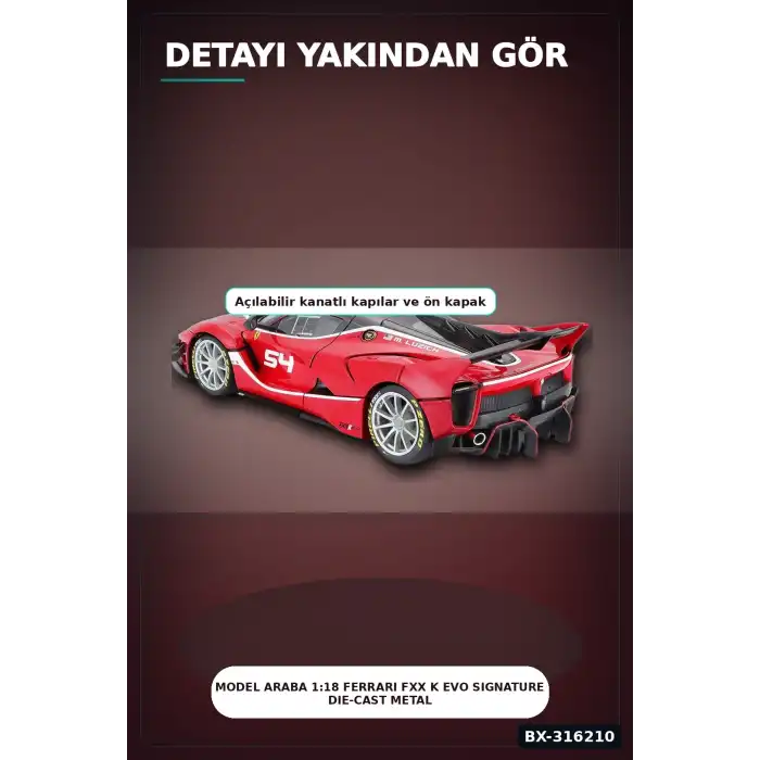 Model Araba 1:18 Ferrari FXX K EVO Signature Die-Cast Metal Koleksiyon BX-316210
