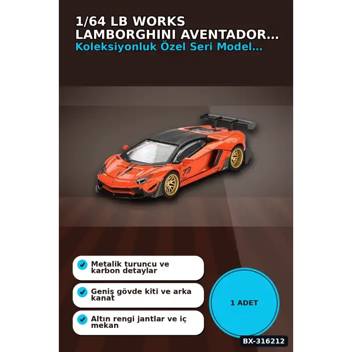 Model Araba 1/64 LB Works Lamborghini Aventador Limited Edition MDX BX-316212