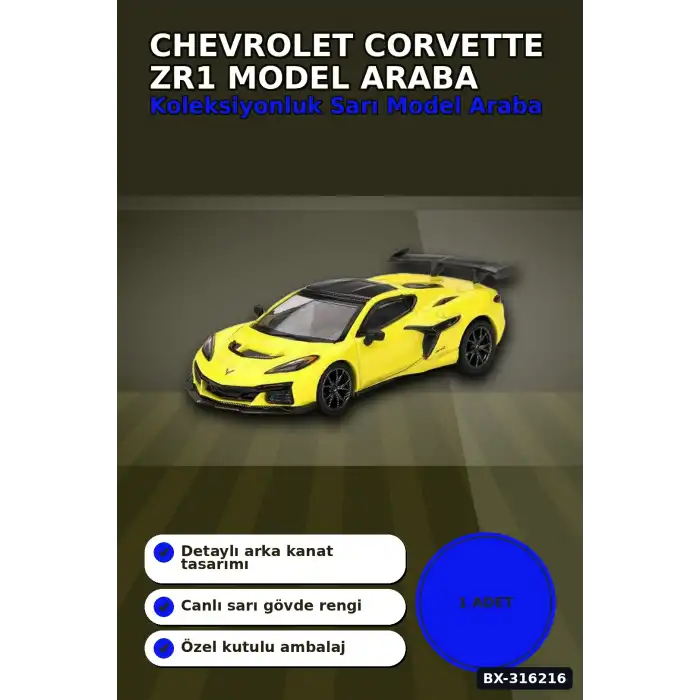 Chevrolet Corvette ZR1 Model Araba 1/64 Ölçek Oyuncak Koleksiyon Aracı BX-316216