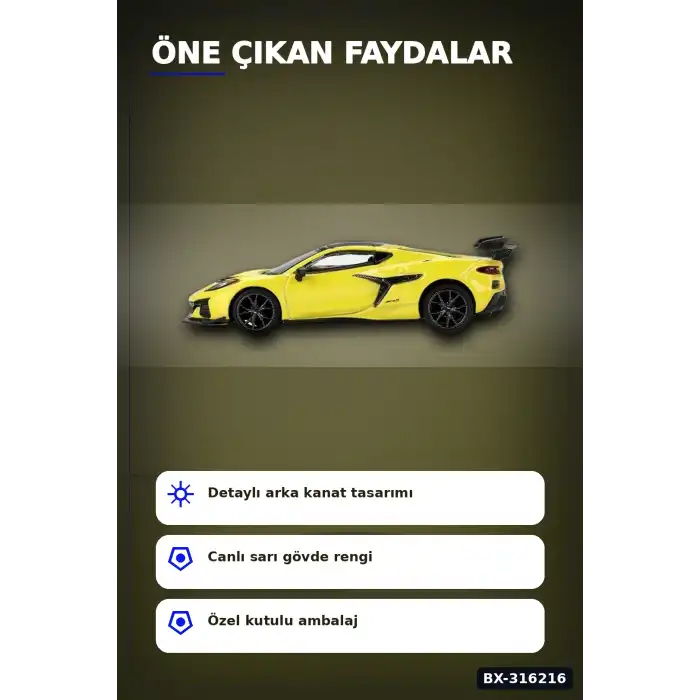 Chevrolet Corvette ZR1 Model Araba 1/64 Ölçek Oyuncak Koleksiyon Aracı BX-316216