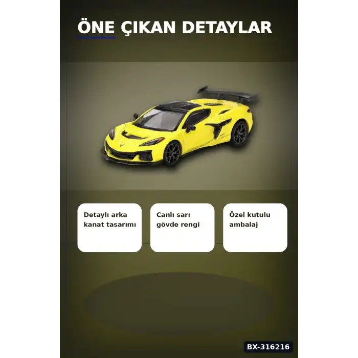 Chevrolet Corvette ZR1 Model Araba 1/64 Ölçek Oyuncak Koleksiyon Aracı BX-316216