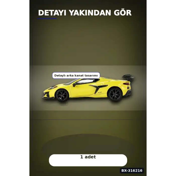 Chevrolet Corvette ZR1 Model Araba 1/64 Ölçek Oyuncak Koleksiyon Aracı BX-316216
