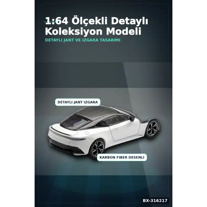 Model Araba 1/64 Aston Martin DBS Stratus White Koleksiyonluk Araç Oyuncak BX-316217