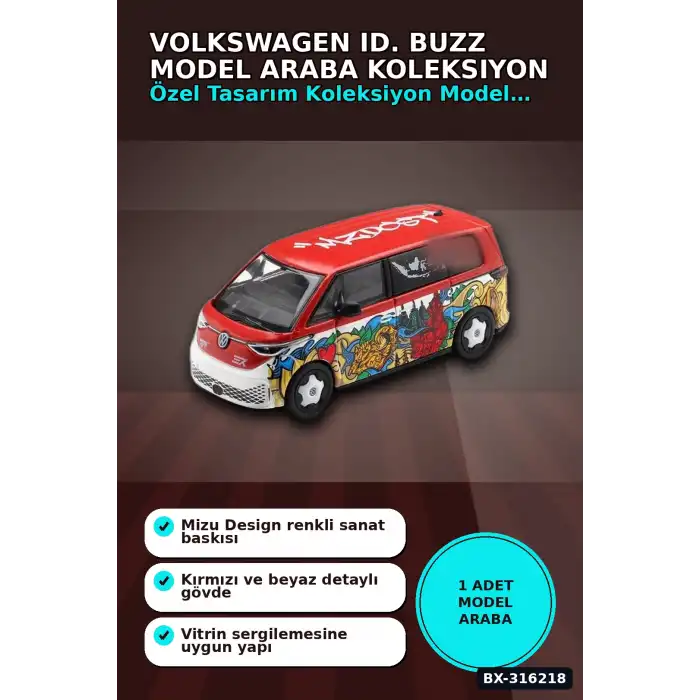 Model Araba 1/64 Volkswagen ID. Buzz Mizu Design Koleksiyonluk Oyuncak Araç BX-316218