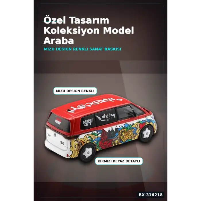 Model Araba 1/64 Volkswagen ID. Buzz Mizu Design Koleksiyonluk Oyuncak Araç BX-316218