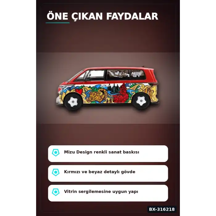 Model Araba 1/64 Volkswagen ID. Buzz Mizu Design Koleksiyonluk Oyuncak Araç BX-316218