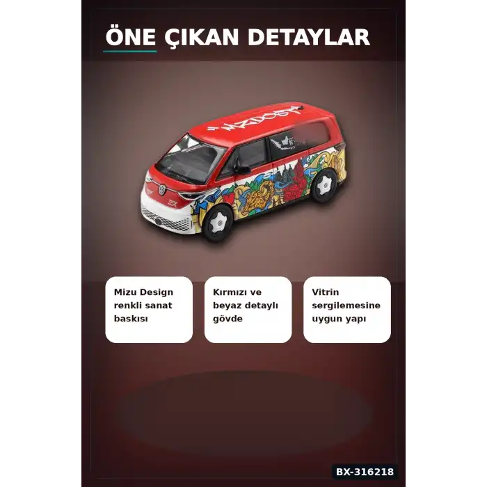 Model Araba 1/64 Volkswagen ID. Buzz Mizu Design Koleksiyonluk Oyuncak Araç BX-316218