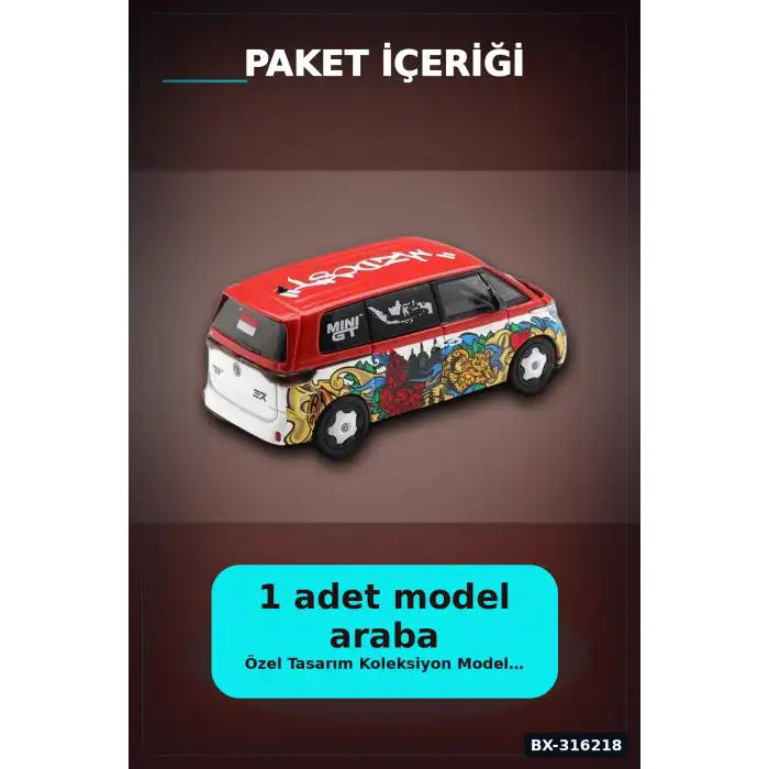 Model Araba 1/64 Volkswagen ID. Buzz Mizu Design Koleksiyonluk Oyuncak Araç BX-316218