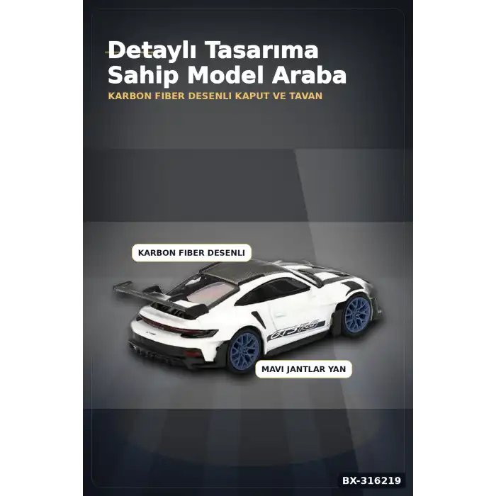 Porsche 911 992 GT3 RS Model Araba 1/64 Weissach Package Detaylı BX-316219