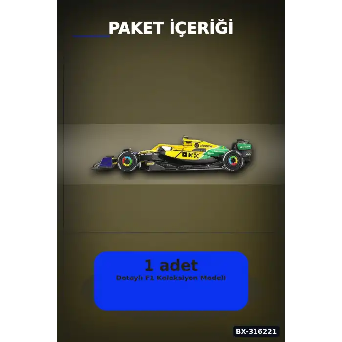 Model Araba McLaren MCL38 F1 Monaco GP Lando Norris 1/64 Ölçek Koleksiyon BX-316221