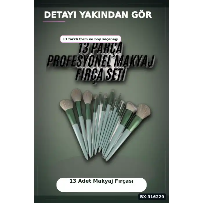 Makyaj Fırçası Seti 13 Parça Yumuşak Sentetik Kıllı Pudra Eyeliner Fırça Takımı BX-316229